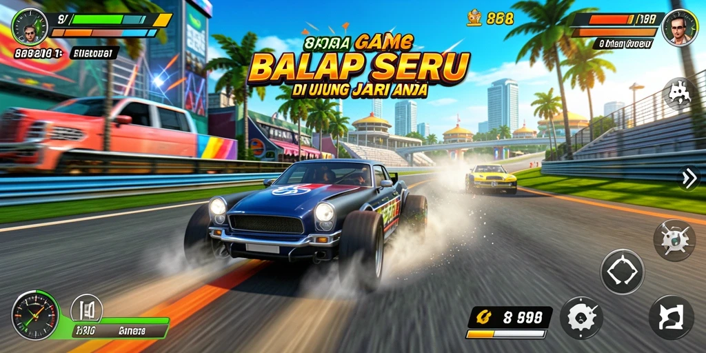 Tampilan gameplay 898A yang penuh aksi balap seru.