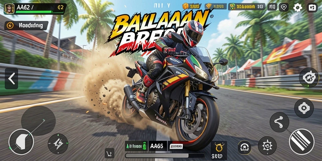 Tampilan menarik dari gameplay balapan motor yang mendebarkan.