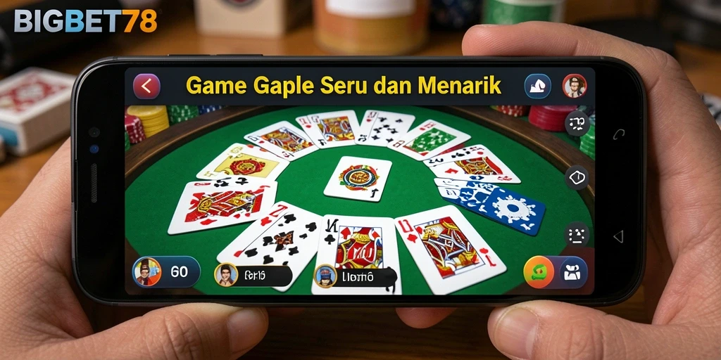 Tampilan gameplay Gaple yang seru dan interaktif di BIGBET78.