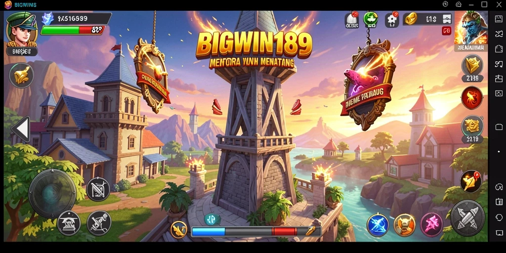 Tampilan gameplay BIGWIN189 yang intens dalam Tower Defense.