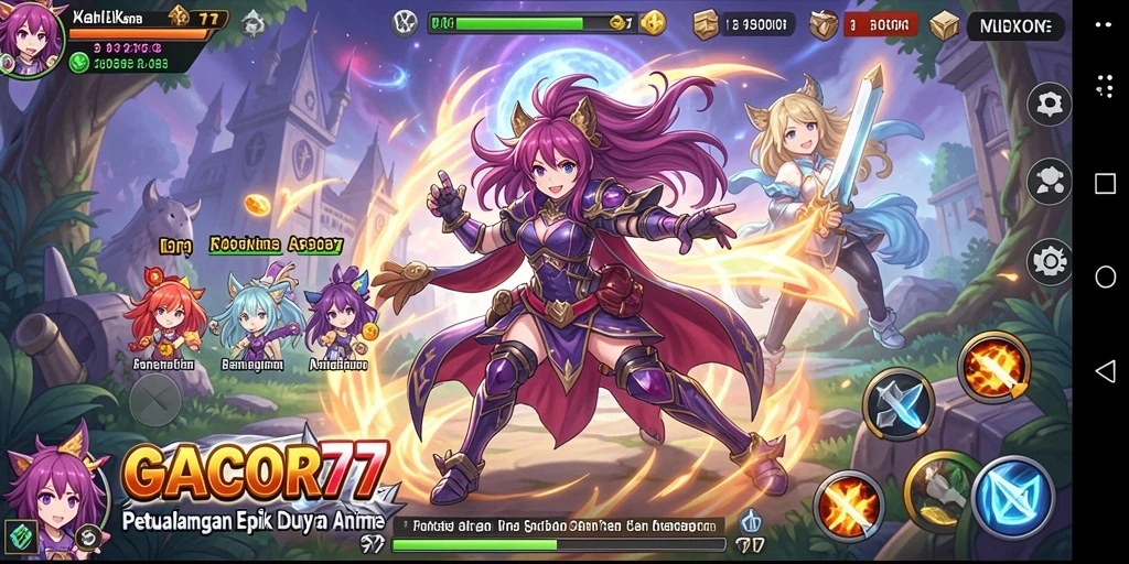 Tampilan permainan GACOR77 dengan karakter Anime yang penuh warna.