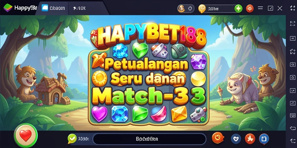 Screenshot utama HAPPYBET188 dengan gameplay seru dalam Match-3.