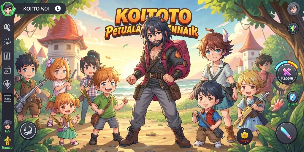 Tampilan gameplay KOITOTO yang penuh warna dan menarik.