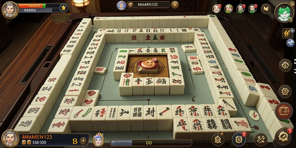 Screenshot utama MAMEN123 yang menunjukkan gameplay Mahjong yang menarik.