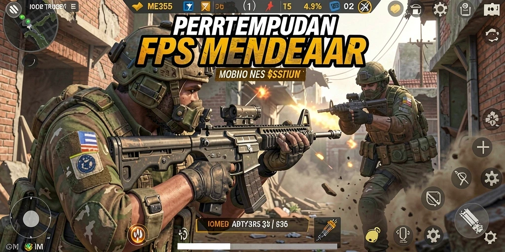 Tangkapan layar menunjukkan aksi intens di dalam game FPS ME355.
