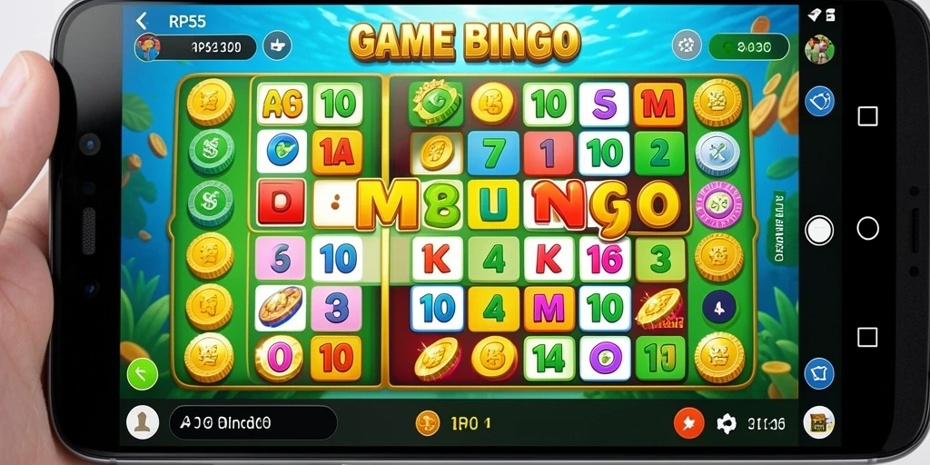 Screenshot gameplay RP55 menampilkan suasana Bingo yang seru dan interaktif.