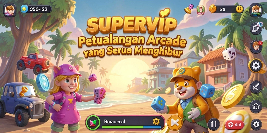 Tampilan dinamis gameplay <strong>SUPERVIP</strong> yang menghibur dan penuh aksi.