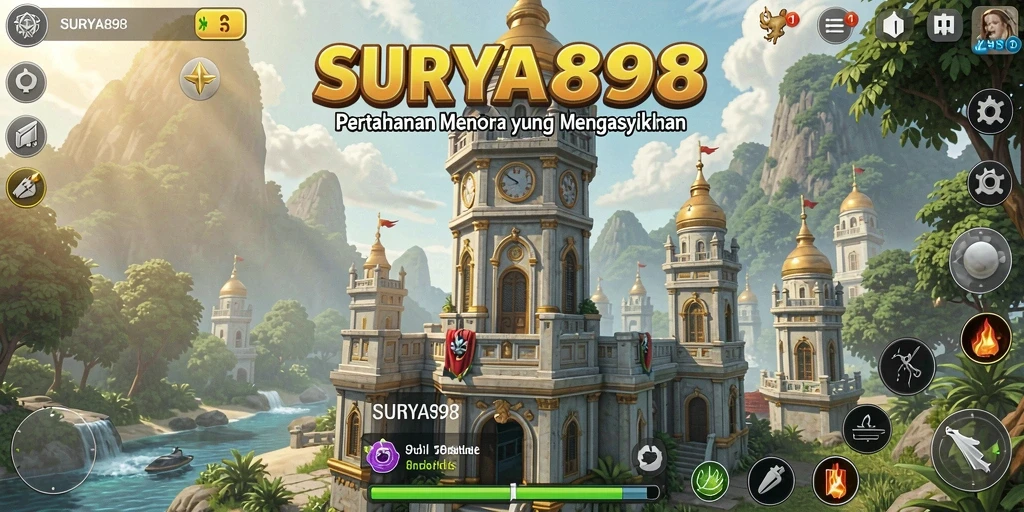 Tampilan gameplay menara pertahanan yang mendebarkan dan strategis.