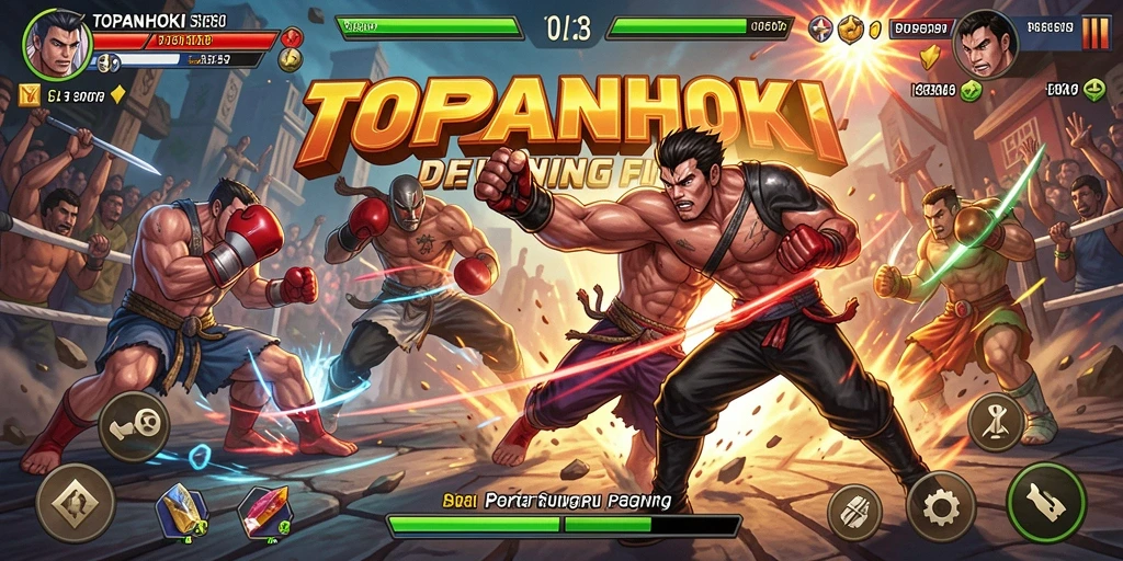 Gameplay seru di arena pertarungan TOPANHOKI dengan aksi luar biasa.