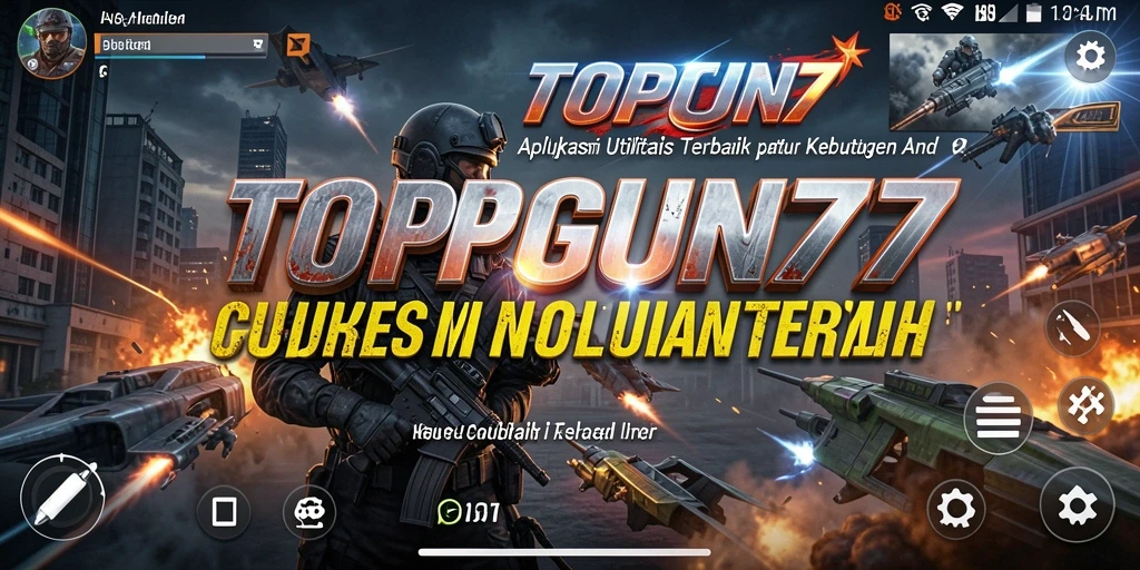 Tangkapan layar utama TOPGUN77 menampilkan fitur utilitas yang menarik.